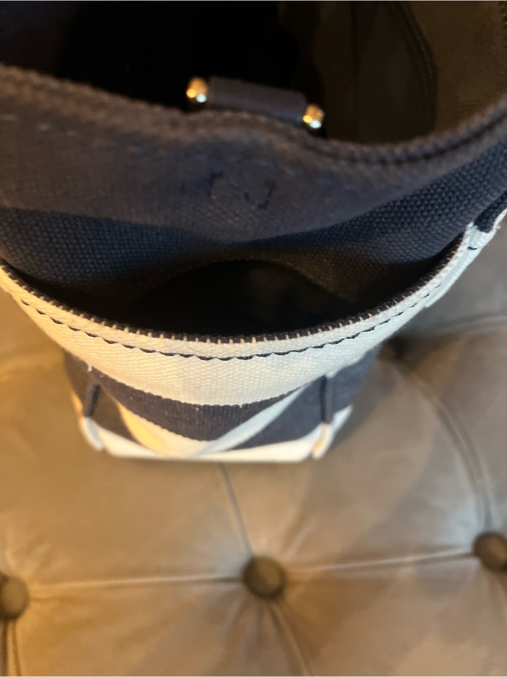 kate spade Navy and Cream Striped Canvas Tote Crossbody - Picture 6 of 17